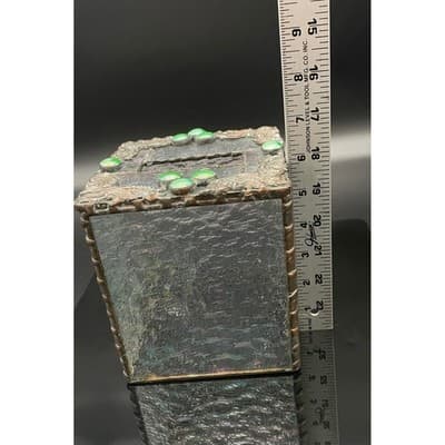 Vintage Handmade Iridescent Stained Glass Tissue Box Cover Art Glass Decor - Thumbnail 14