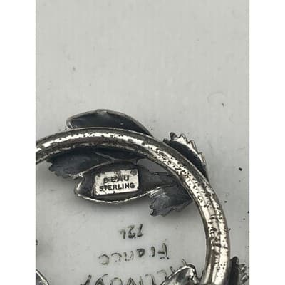Vintage Beau Sterling Silver Pinecone Wreath Brooch Circle Pin Signed beaucraft - Thumbnail 8