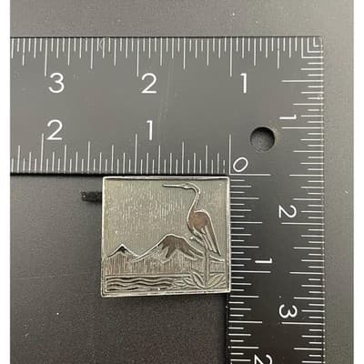 Vintage Soviet Armenian Modernist Brutalist Heron Brooch Yerevan Metal Plaque - Thumbnail 9