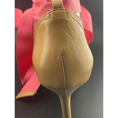 Eugenia Kim Nude Leather Ribbon Lace Up Heels Pink Grosgrain Sandals balletcore - Thumbnail 10