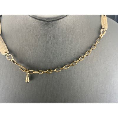 Vintage KARU Tri Tone Scalloped Link Choker Necklace Mid Century Collar - Thumbnail 6