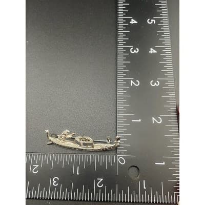 Vintage 800 Silver Venetian Gondola Brooch Marcasite Figural Gondolier Pin Italy - Thumbnail 9