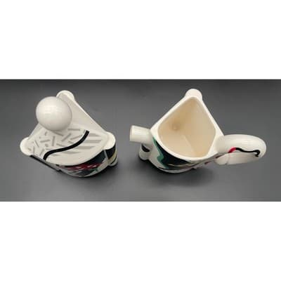 Vintage Kato Kogei Carnival Japan Postmodern Creamer Sugar Bowl Set Memphis - Thumbnail 3