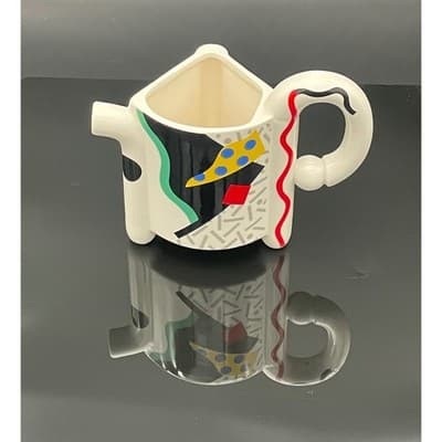 Vintage Kato Kogei Carnival Japan Postmodern Creamer Sugar Bowl Set Memphis - Thumbnail 4