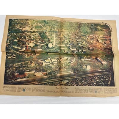 1939 New York World's Fair Futurama Aerial Map Newspaper Sunday Section NYC - Thumbnail 8