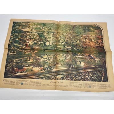 1939 New York World's Fair Futurama Aerial Map Newspaper Sunday Section NYC - Thumbnail 11