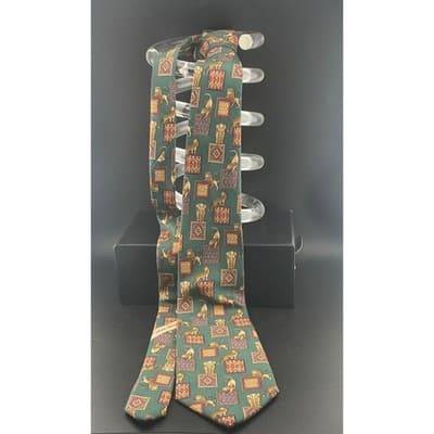 Salvatore Ferragamo Silk Tie Green Animal Print Lions Elephant Geometric Italy - Thumbnail 2