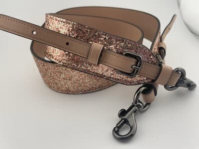 Coach Novelty Strap Rose Gold Glitter Leather Crossbody Gunmetal Hardware - Thumbnail 4