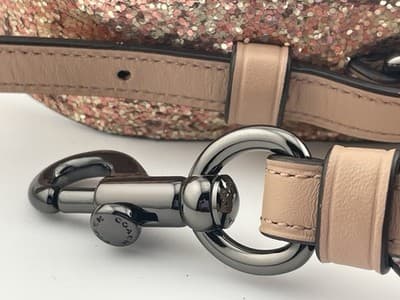 Coach Novelty Strap Rose Gold Glitter Leather Crossbody Gunmetal Hardware - Thumbnail 8