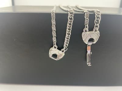Vintage Goldette Etruscan Necklace Silver Tone Layered Pendant Multi Chain - Thumbnail 5