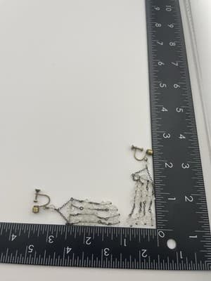 Vtg art Deco Crystal Dangle Screw back Earrings Chandelier Estate Jewelry 30s - Thumbnail 8