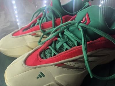 Adidas Dame 9 Egg Nog Mens Size 7.5 US JH6627 Cream Red Green Basketball Shoes - Thumbnail 8