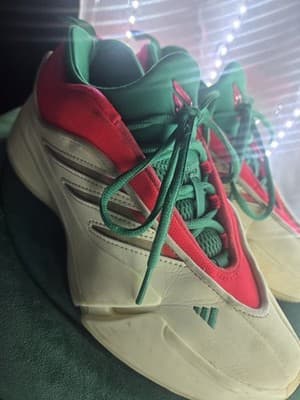 Adidas Dame 9 Egg Nog Mens Size 7.5 US JH6627 Cream Red Green Basketball Shoes - Thumbnail 2