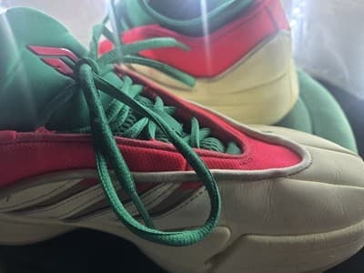 Adidas Dame 9 Egg Nog Mens Size 7.5 US JH6627 Cream Red Green Basketball Shoes - Thumbnail 6