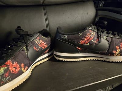 Nike Mens Cortez Basics Black Floral Print Running Shoes BV6067-001 Size 12 - Thumbnail 2