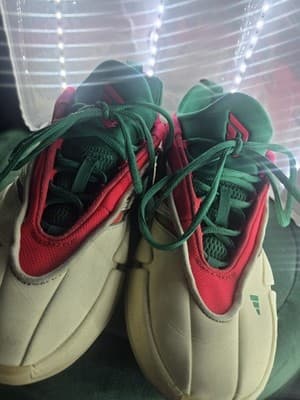 Adidas Dame 9 Egg Nog Mens Size 7.5 US JH6627 Cream Red Green Basketball Shoes - Thumbnail 3
