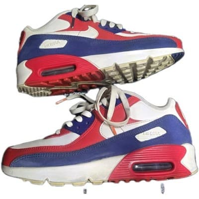 Nike Air Max 90 USA Sz 6Y White University Red Deep Royal Blue - Thumbnail 7