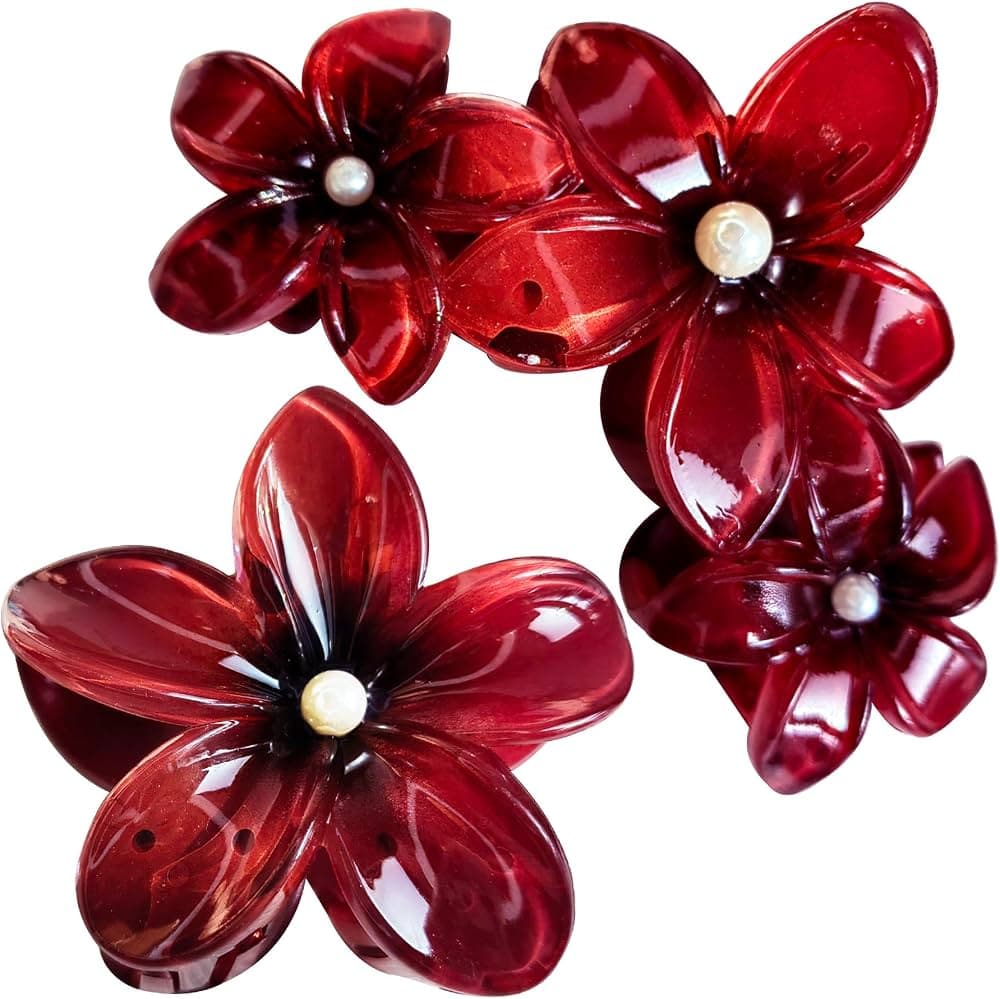 Acrylic Cutout Flower Claw Hair Clip - Universal Thread™ Red and green - Thumbnail 6
