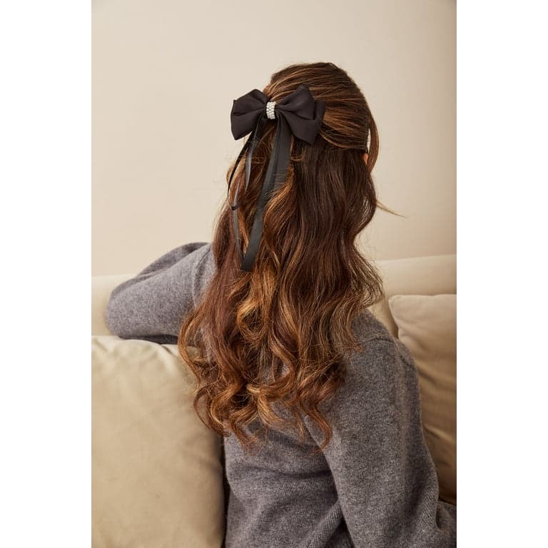 Scünci Elite Large Bow Barrette Hair Clip - All Hair - Black - Thumbnail 4