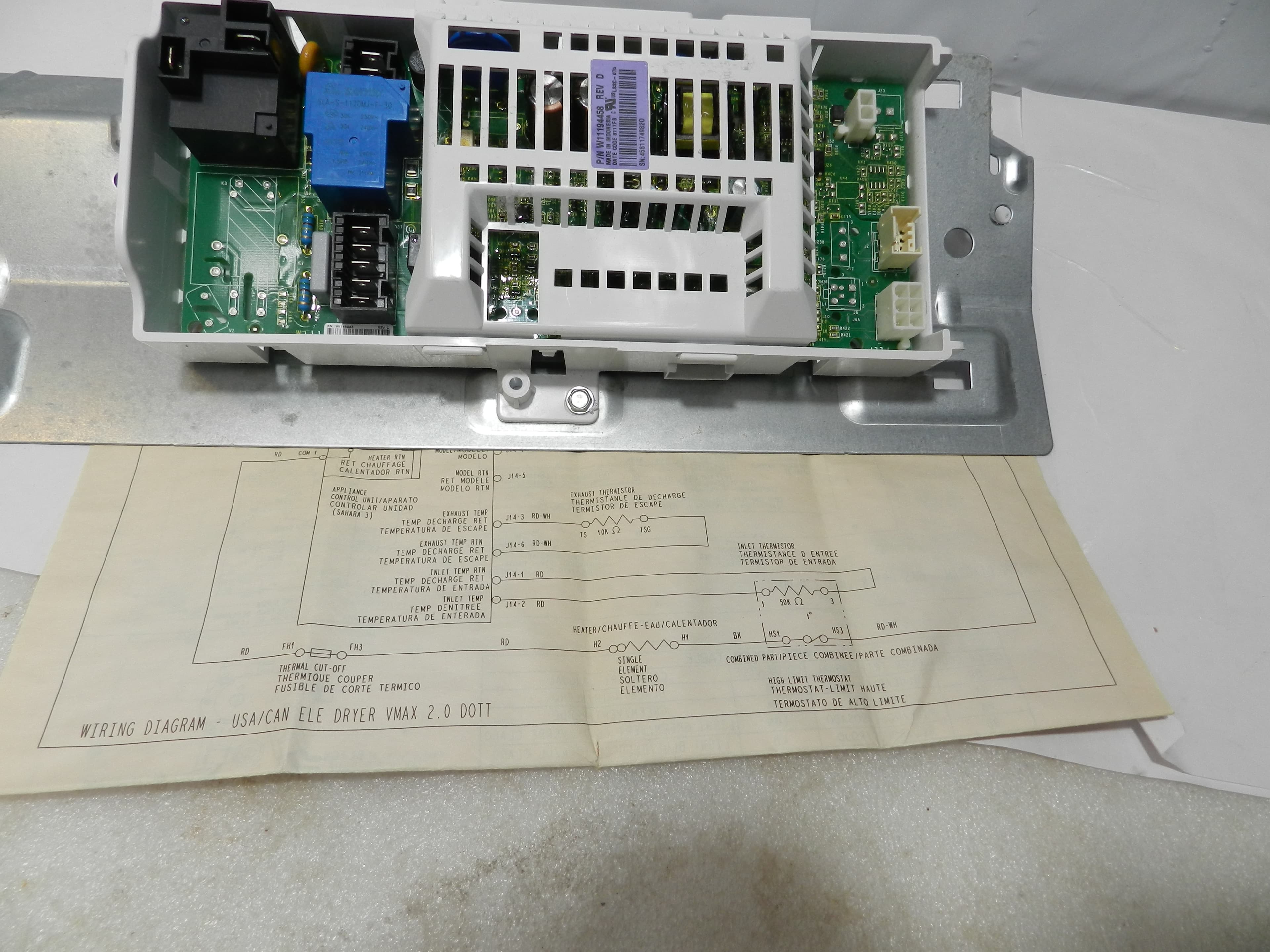 Whirlpool Maytag W11496634 Dryer Main Control Board w/ Bracket  (N96K) - Thumbnail 5