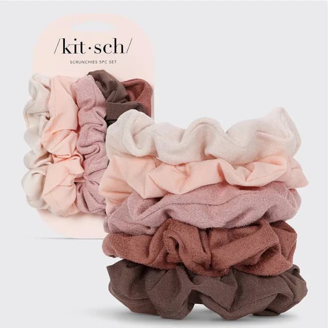 Scünci No Damage Mixed Texture Scrunchies - Peach Tones - All Hair - 5pcs - Thumbnail 4
