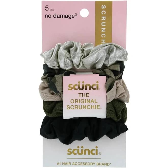 Scünci No Damage Mixed Texture Scrunchies - Peach Tones - All Hair - 5pcs - Thumbnail 5