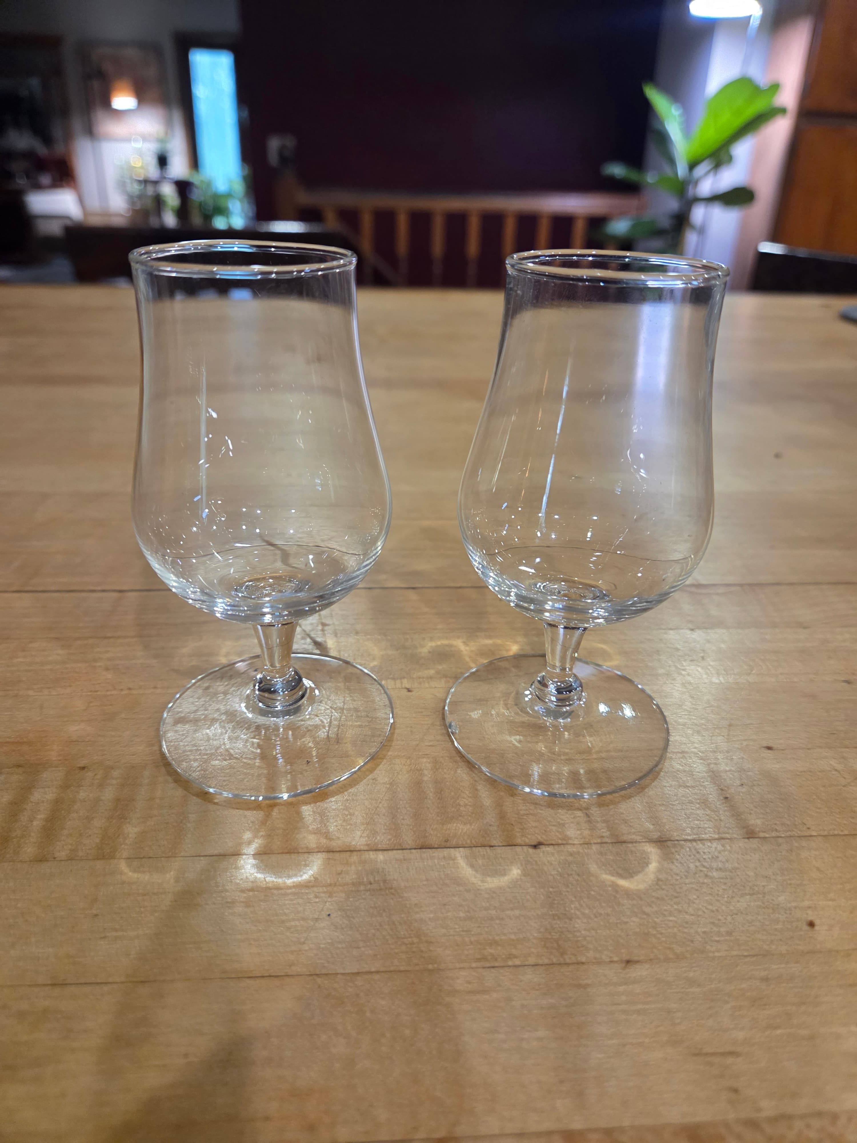 Vintage Orrefors Sweden Elixir Wine Tasting Glass Pair As Is Chipped Base