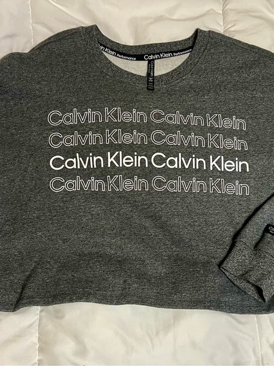Calvin Klein Charcoal Gray Logo Crewneck Sweater - Thumbnail 4