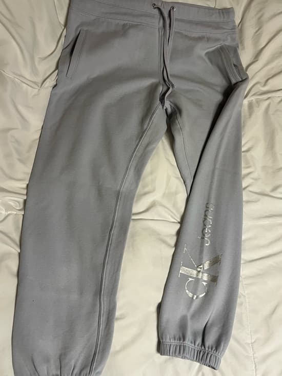 Calvin Klein Jeans Light Gray Fleece Sweatpants - Thumbnail 4