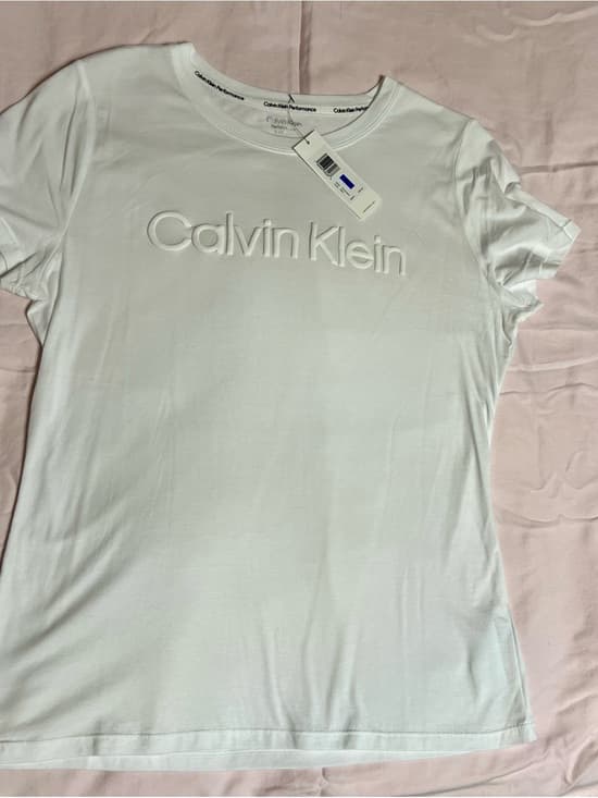 Calvin Klein Performance White Short-Sleeve Logo Tee - Thumbnail 3
