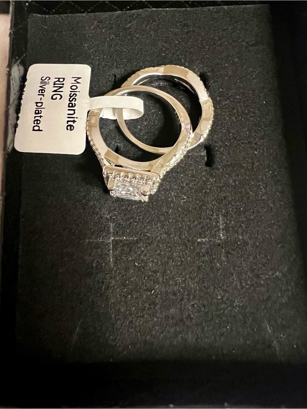 Sterling Silver Square Halo Moissanite Engagement Ring in Silver - Thumbnail 3