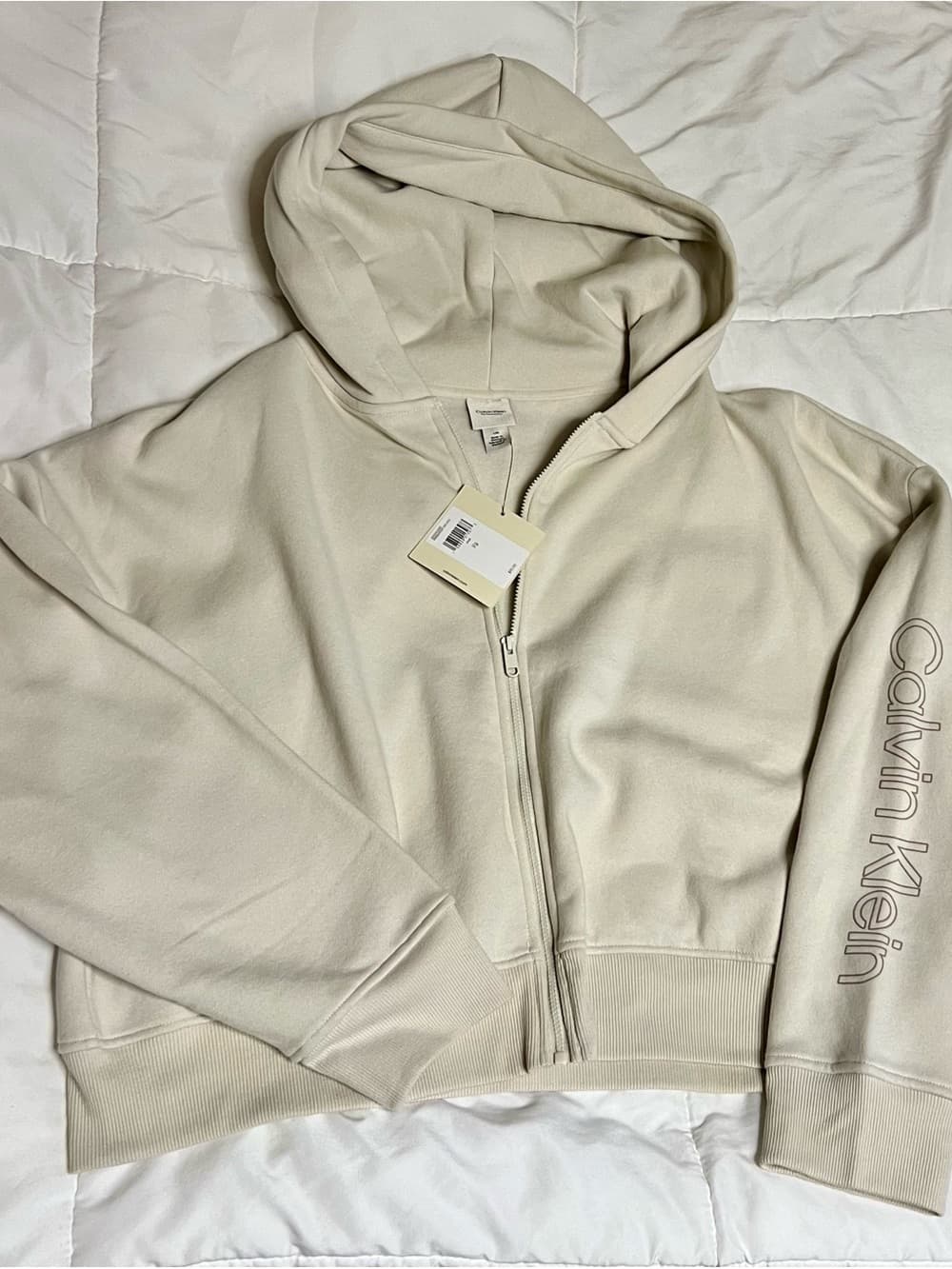 Calvin Klein Light Cream Full-Zip Hoodie - Thumbnail 2