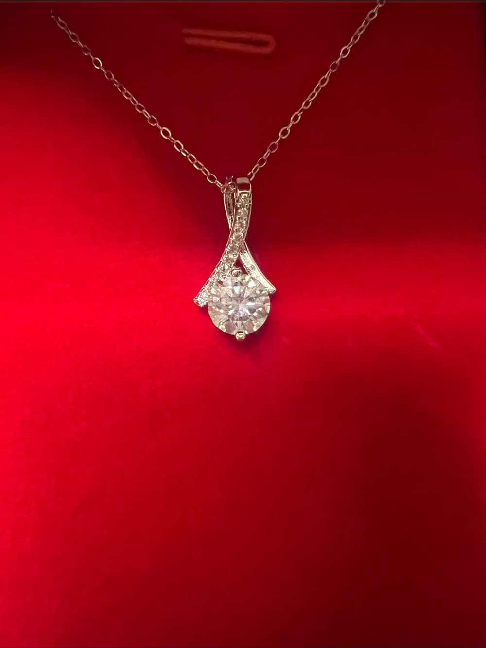 Clear GRA Moissanite Sterling Pendant Necklace in Silver - Timeless Sparkle - Thumbnail 2