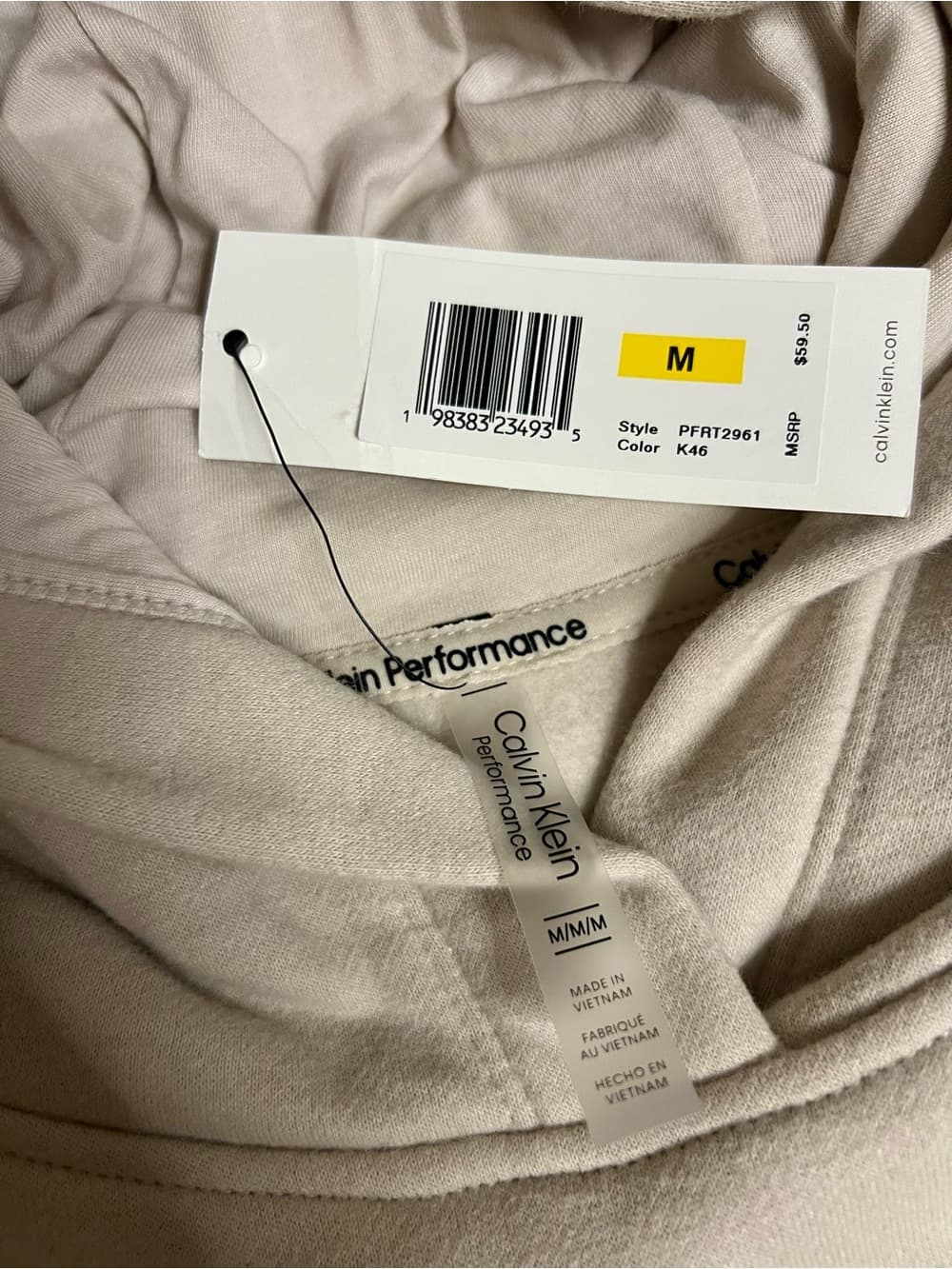 Calvin Klein Taupe Embossed Logo Hoodie - Thumbnail 2