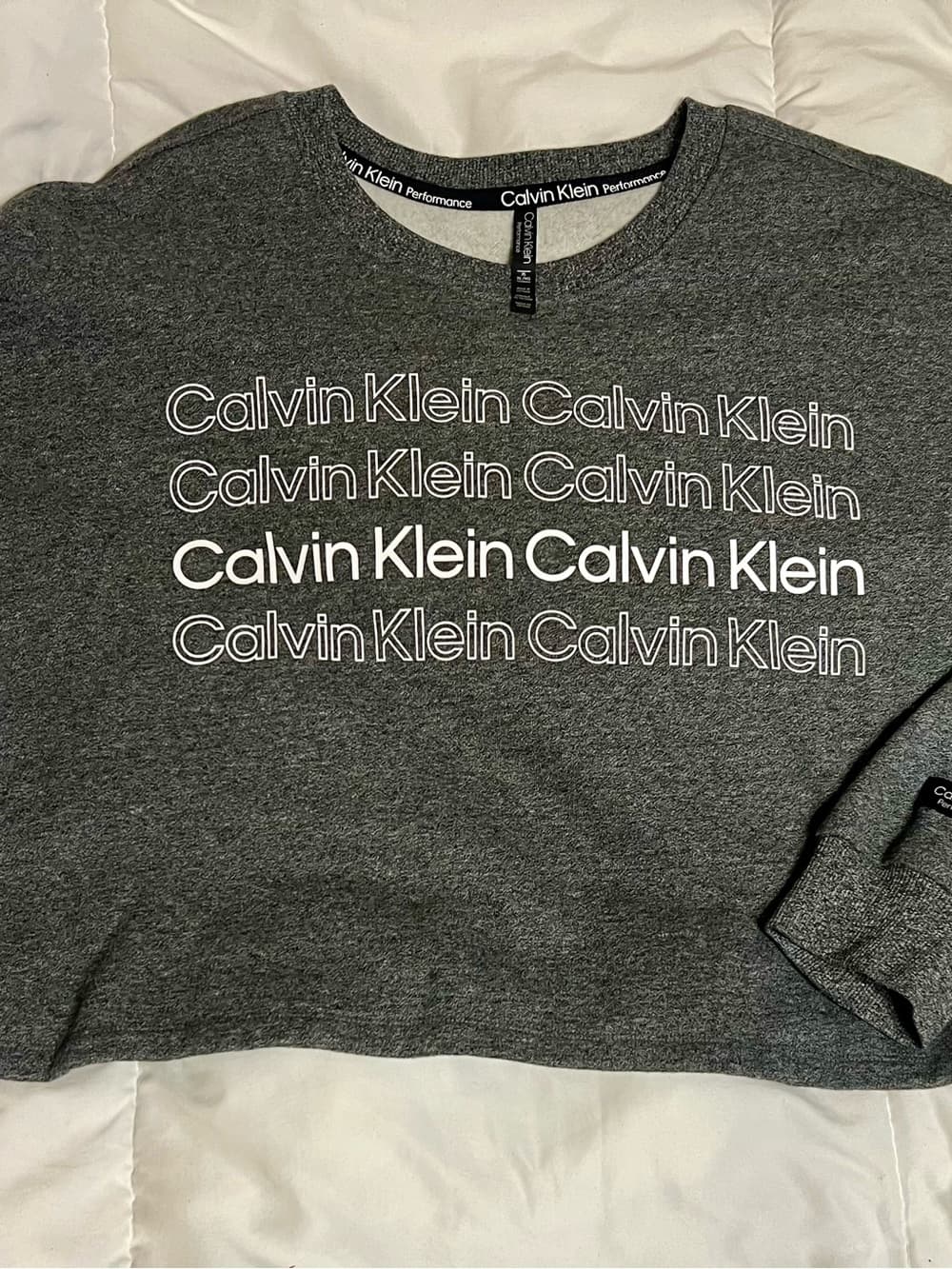 Calvin Klein Charcoal Gray Logo Crewneck Sweater - Thumbnail 3