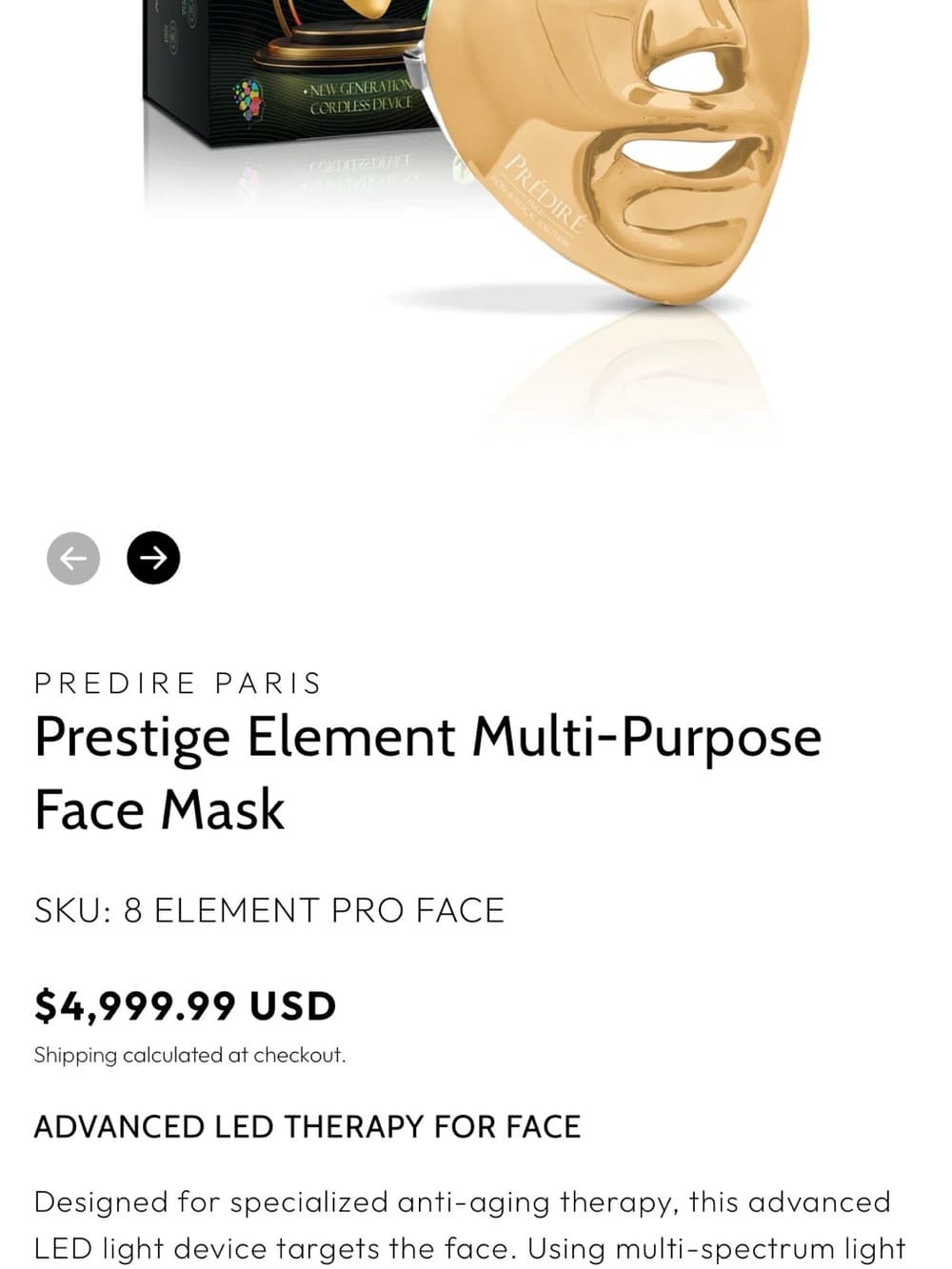 Gold LED Face Mask - Women Skincare Mask - cordless - Thumbnail 4