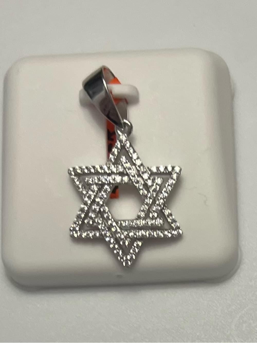 **PENDING** Sterling Silver Star of David Pendant with Clear Stones - Silver - Thumbnail 2