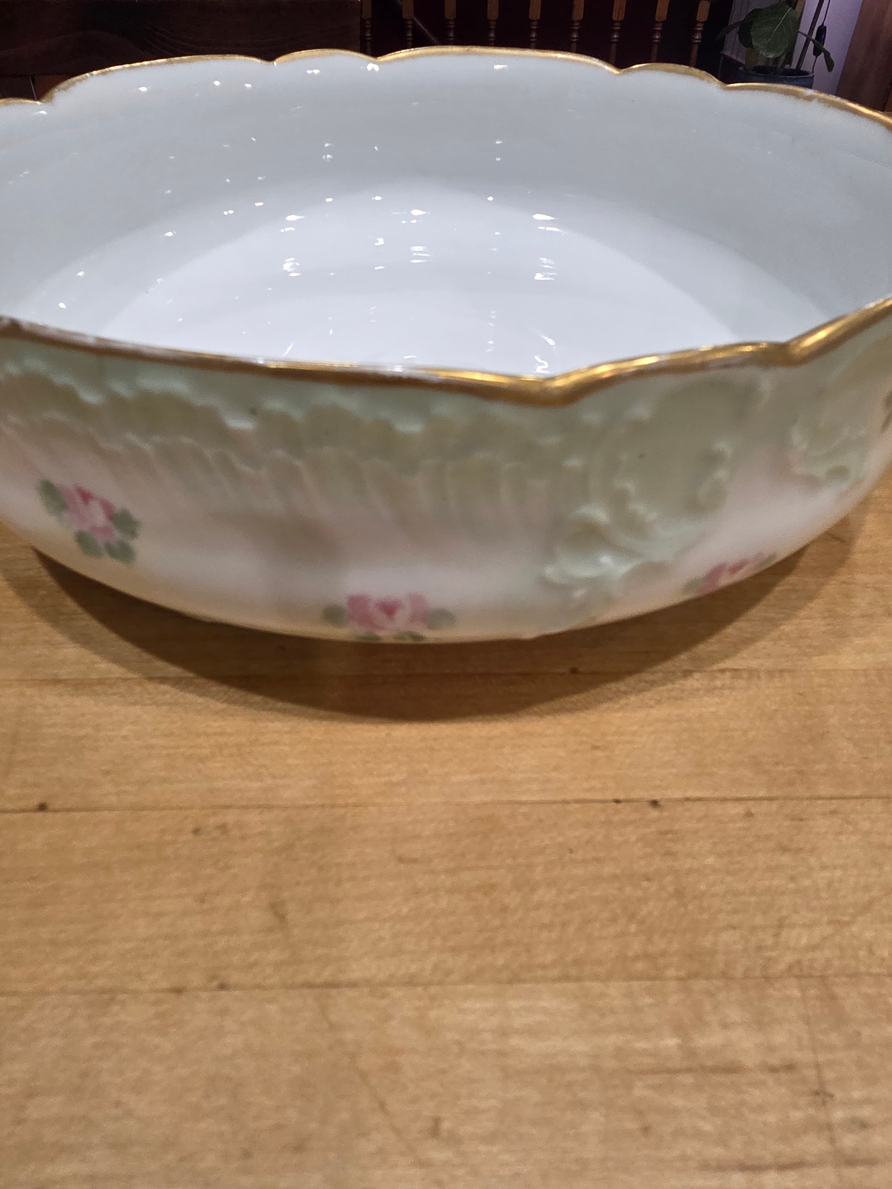 Antique Theodore Haviland Limoges France Scalloped Serving Bowl - Thumbnail 2