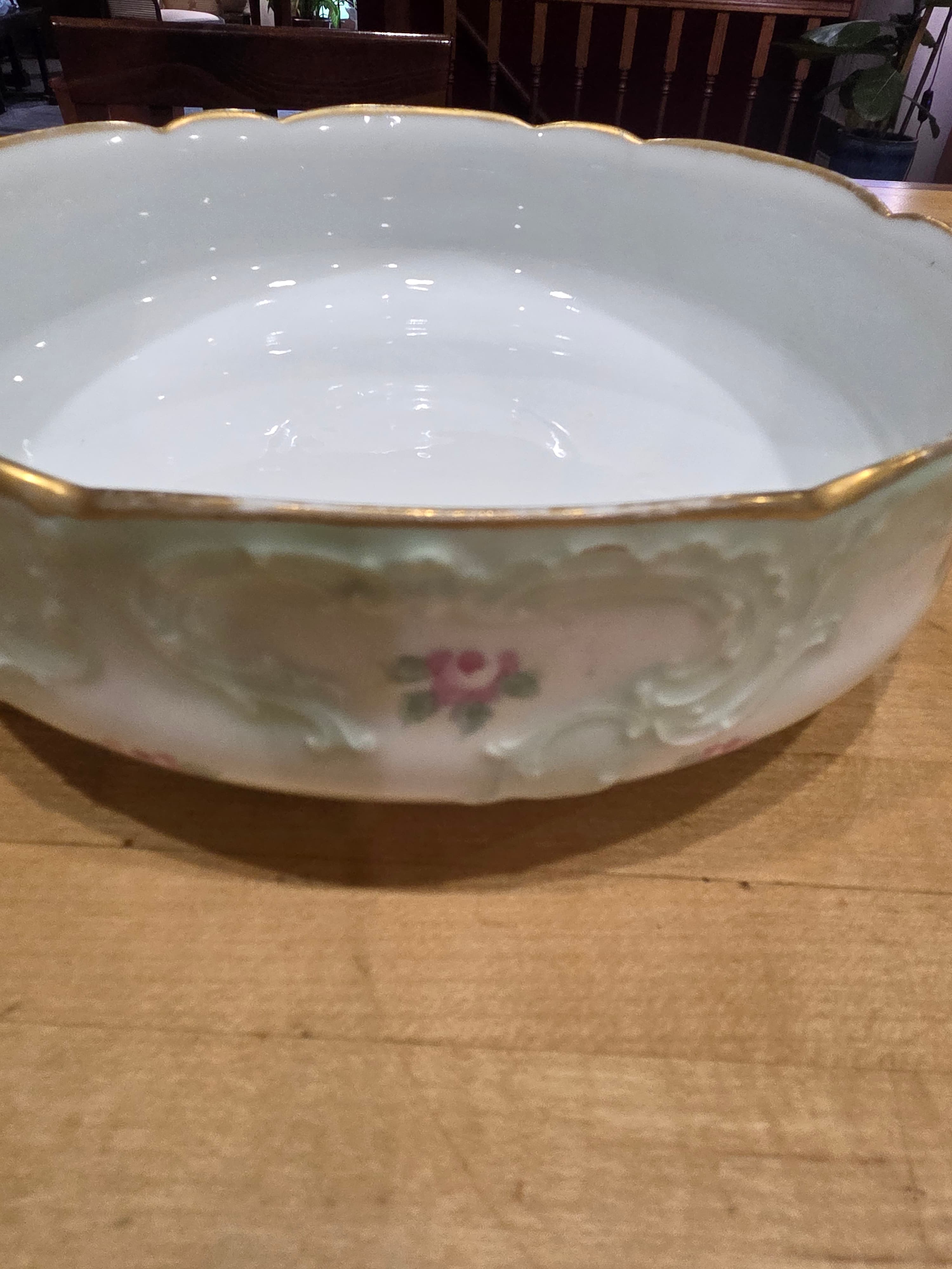 Antique Theodore Haviland Limoges France Scalloped Serving Bowl - Thumbnail 6