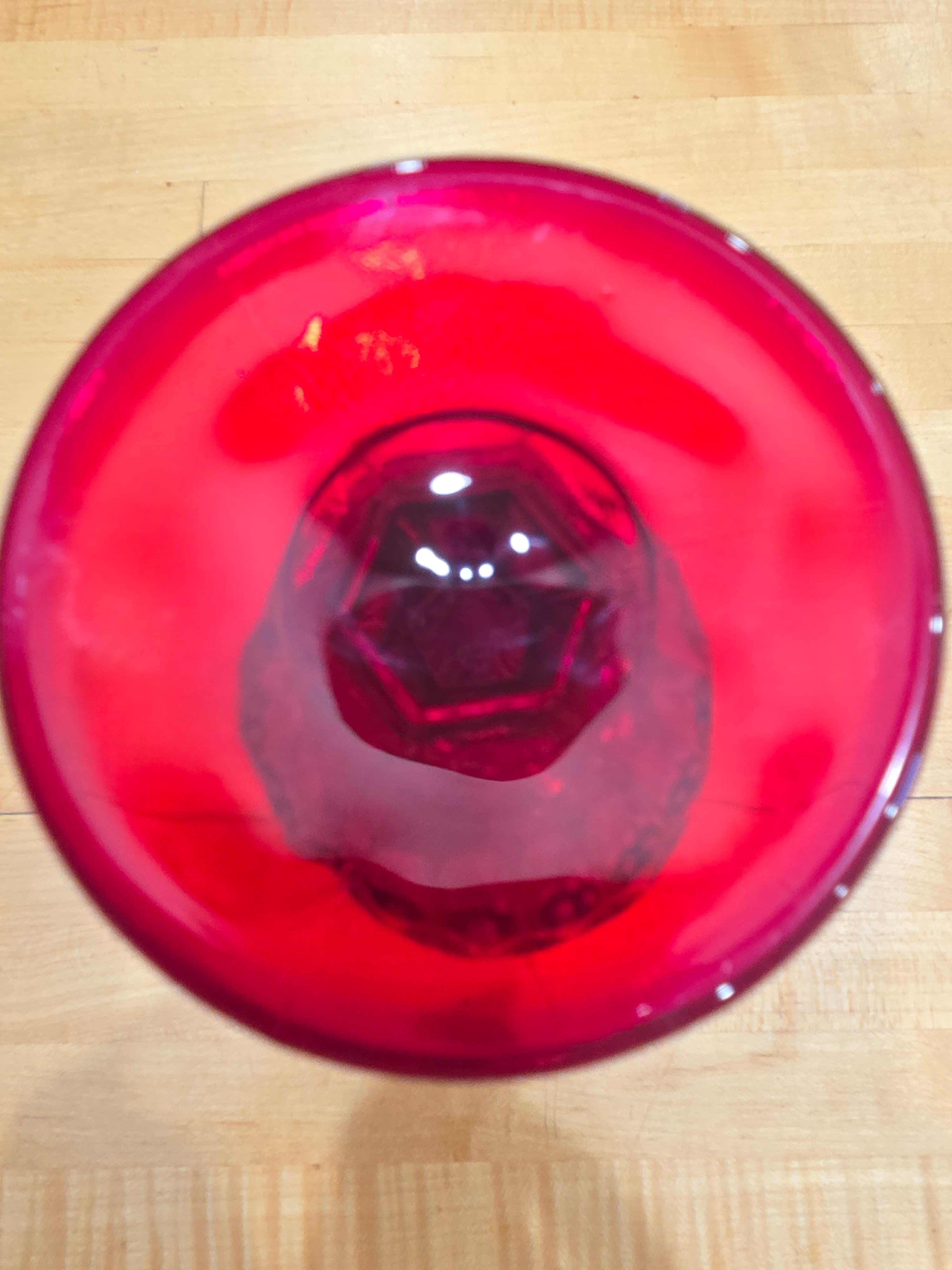 Vintage Fenton Ruby Red Thumbprint Pedestal Goblet Water Glass - Thumbnail 4