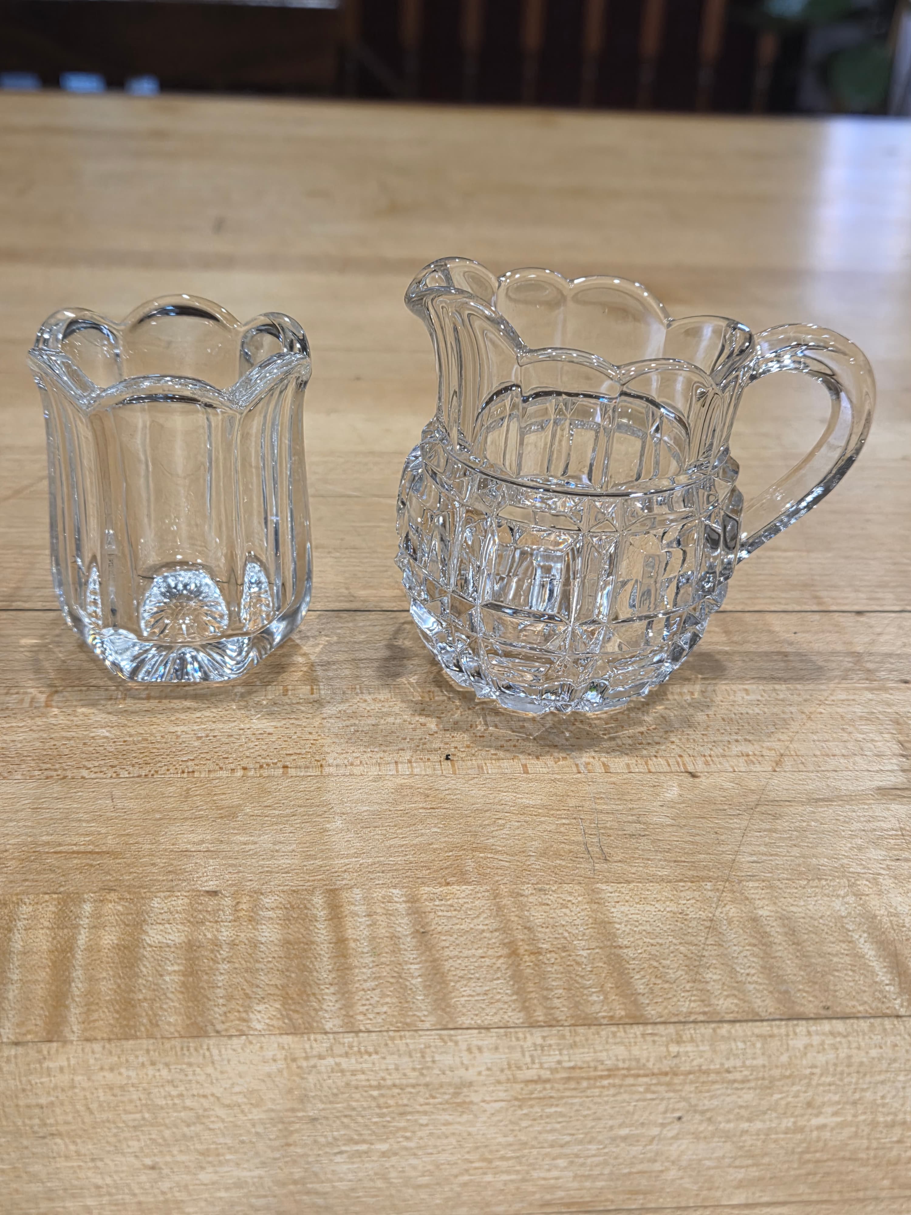 Antique EAPG Co-Operative Flint Glass Block Creamer and Sugar Bowl Set