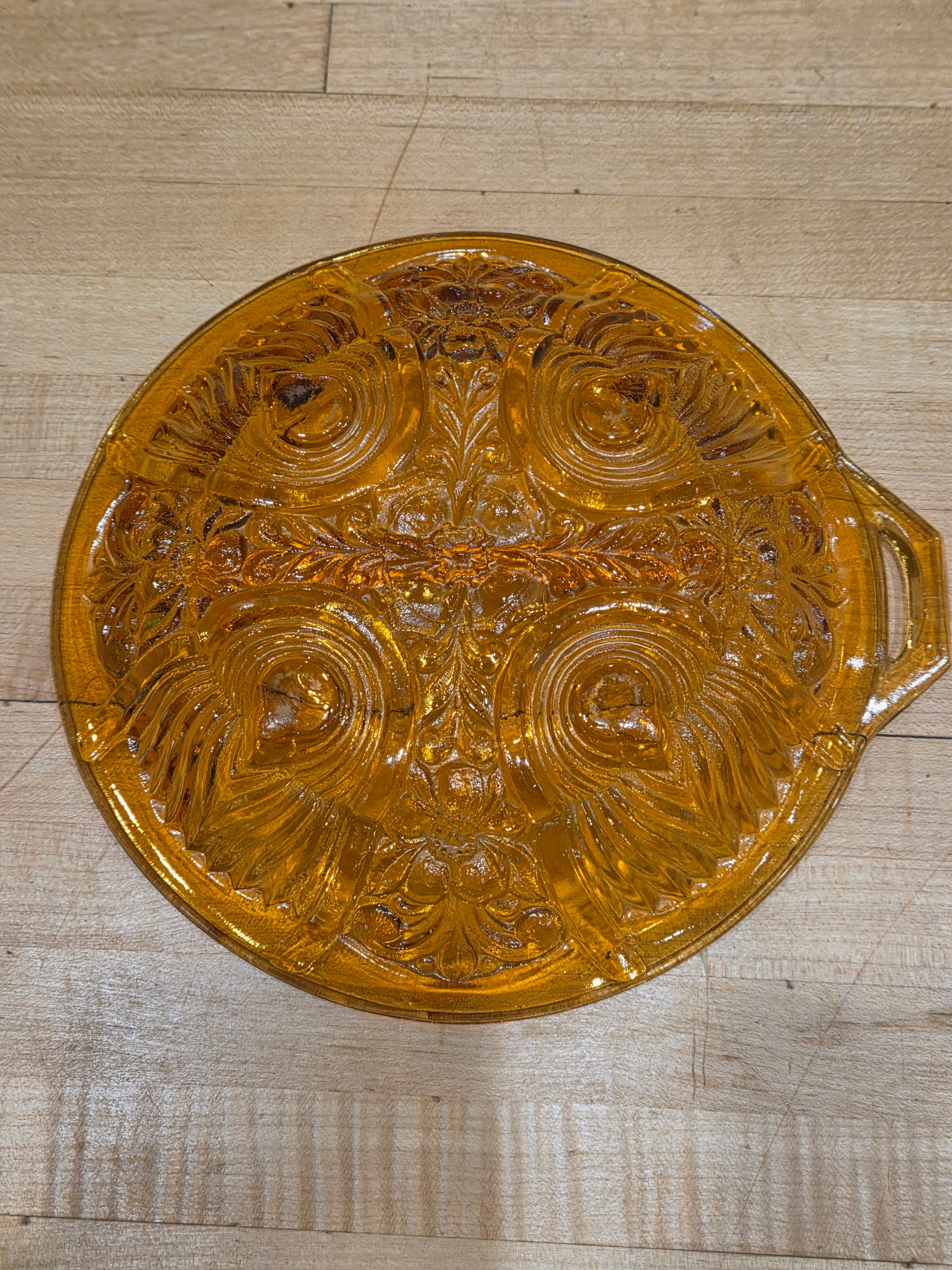 Vintage Indiana Glass Killarney Amber Divided Relish Dish 8.5" - Thumbnail 3