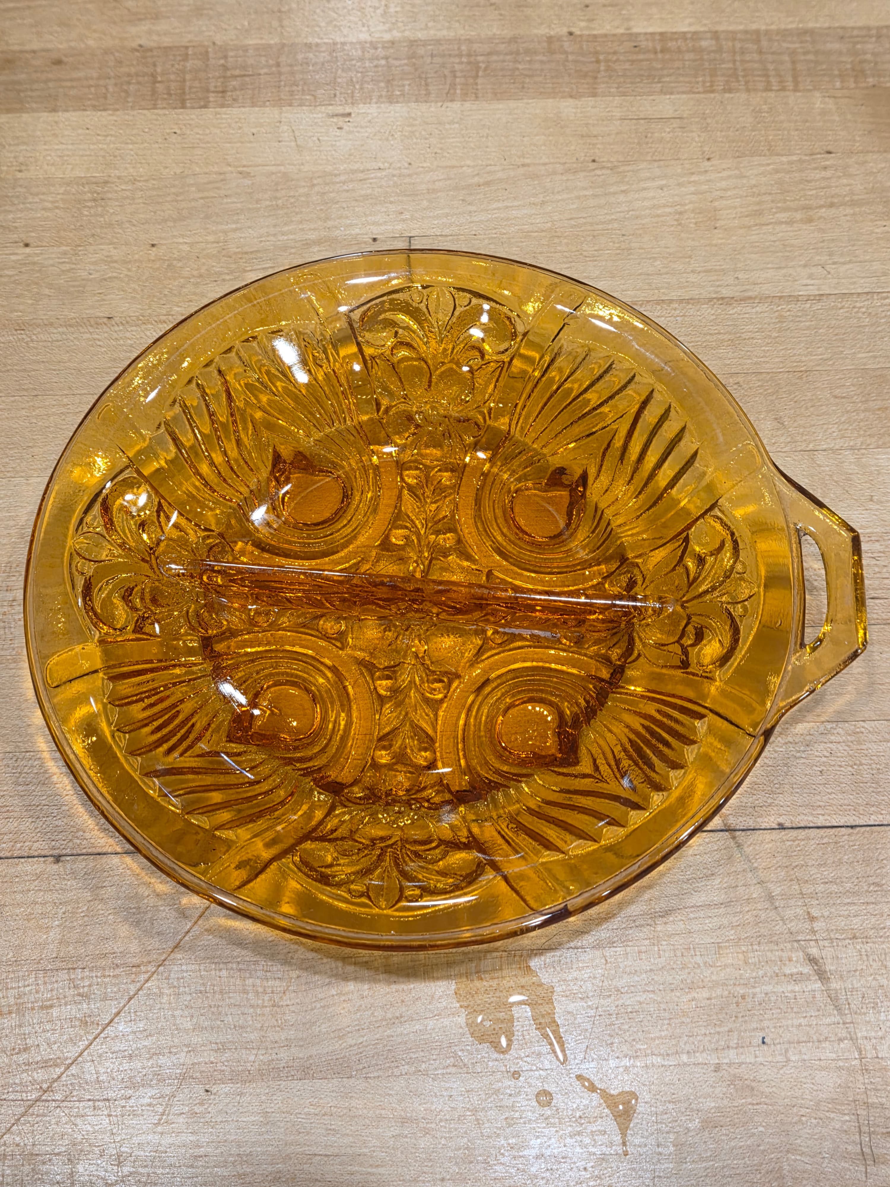 Vintage Indiana Glass Killarney Amber Divided Relish Dish 8.5" - Thumbnail 2