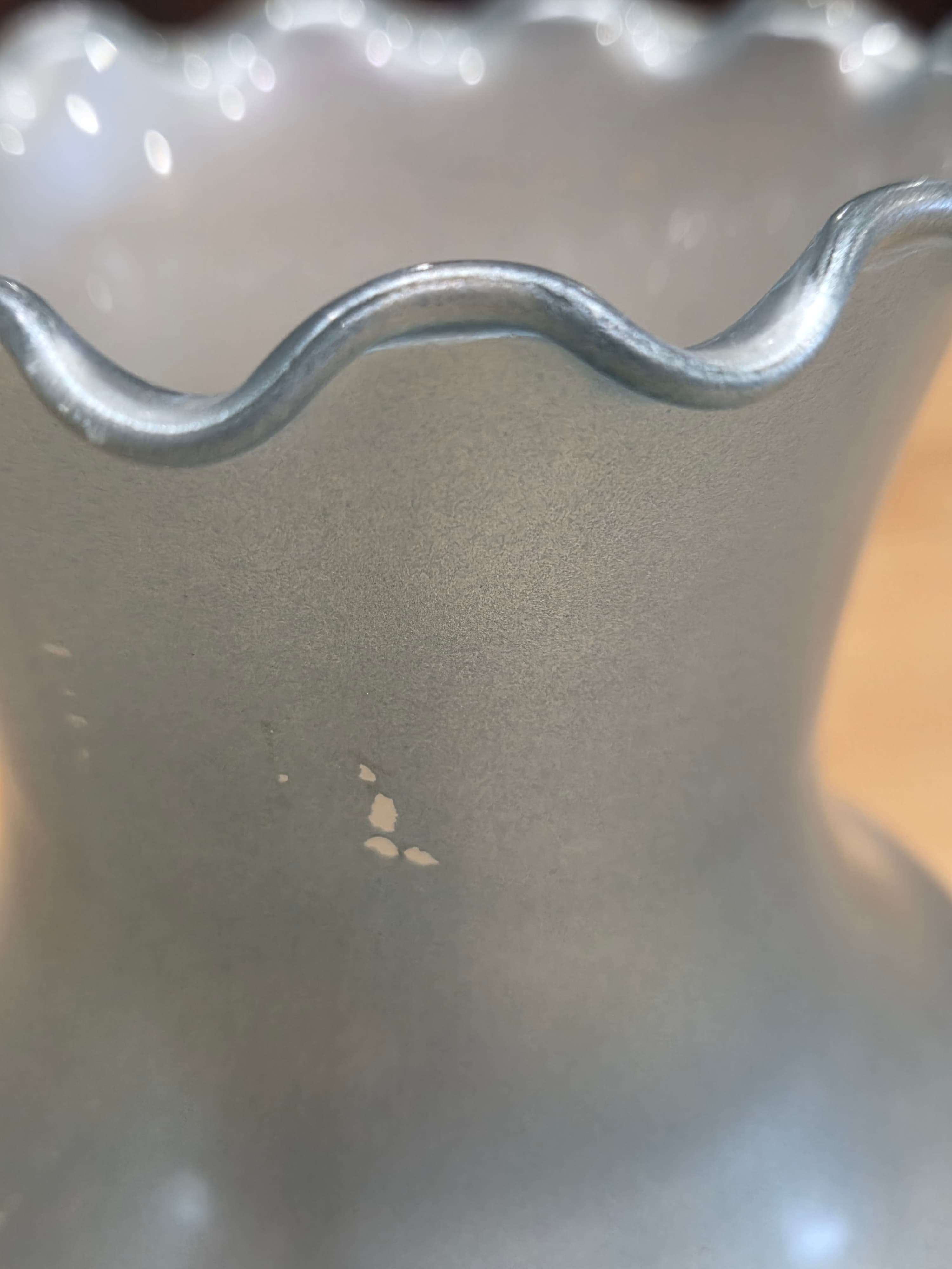 Modern Matte Gray Ruffled Melon Glass Vase Minimalist Decor - Thumbnail 5