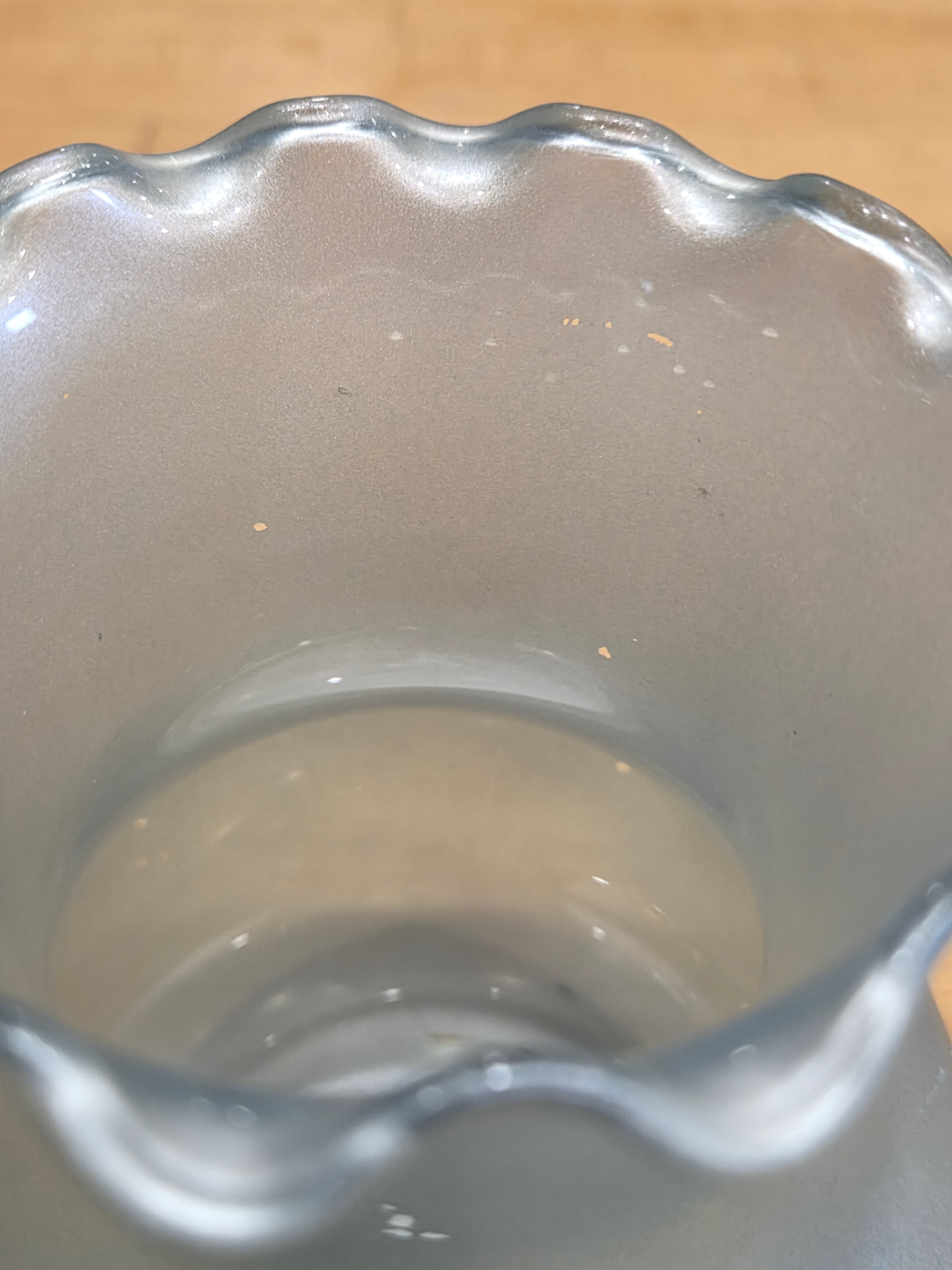 Modern Matte Gray Ruffled Melon Glass Vase Minimalist Decor - Thumbnail 7