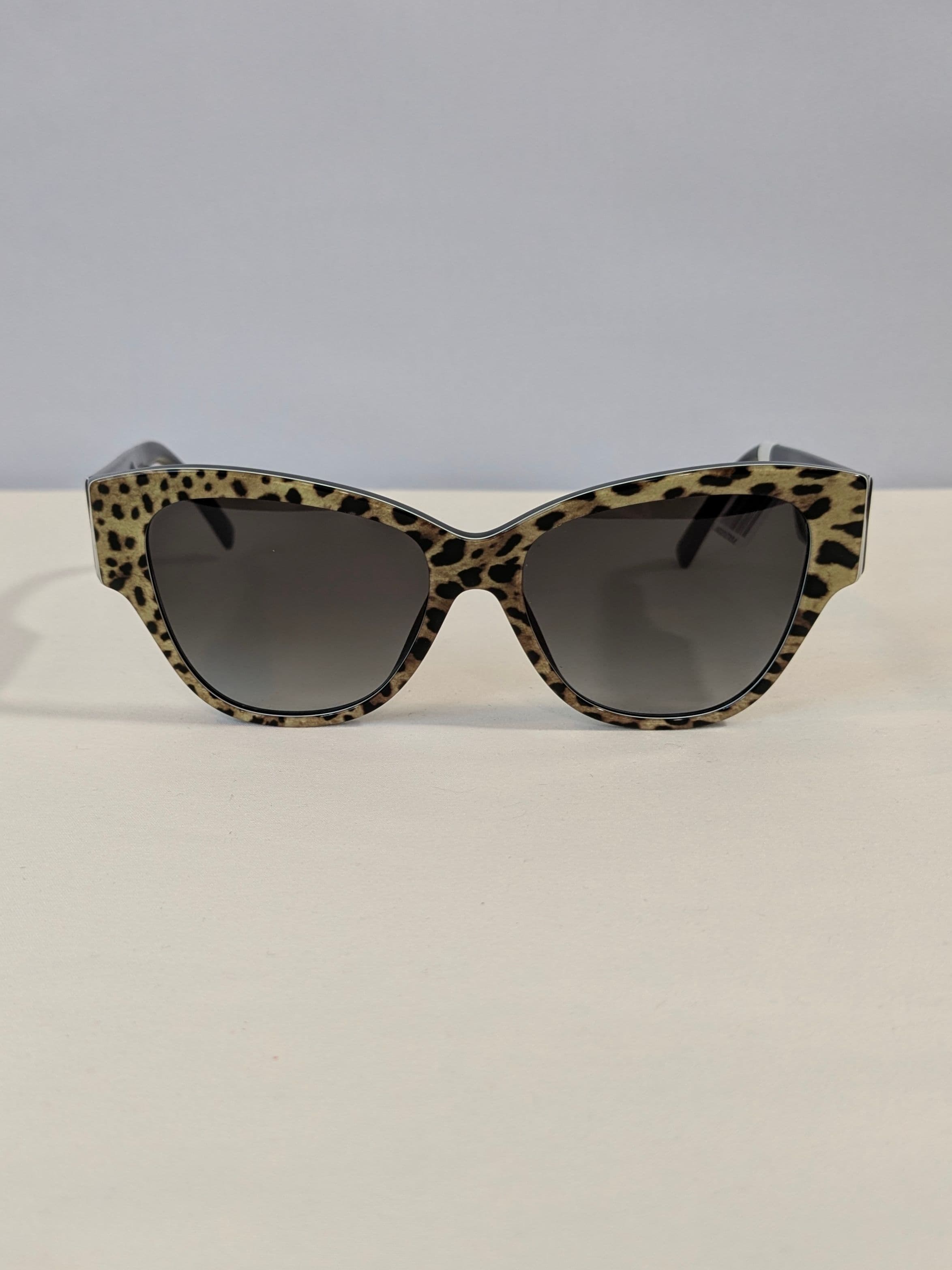 Dolce & Gabbana Leopard Cat-Eye Sunglasses with Dark Gradient Lenses and Gold DG Logo Temples - Thumbnail 2