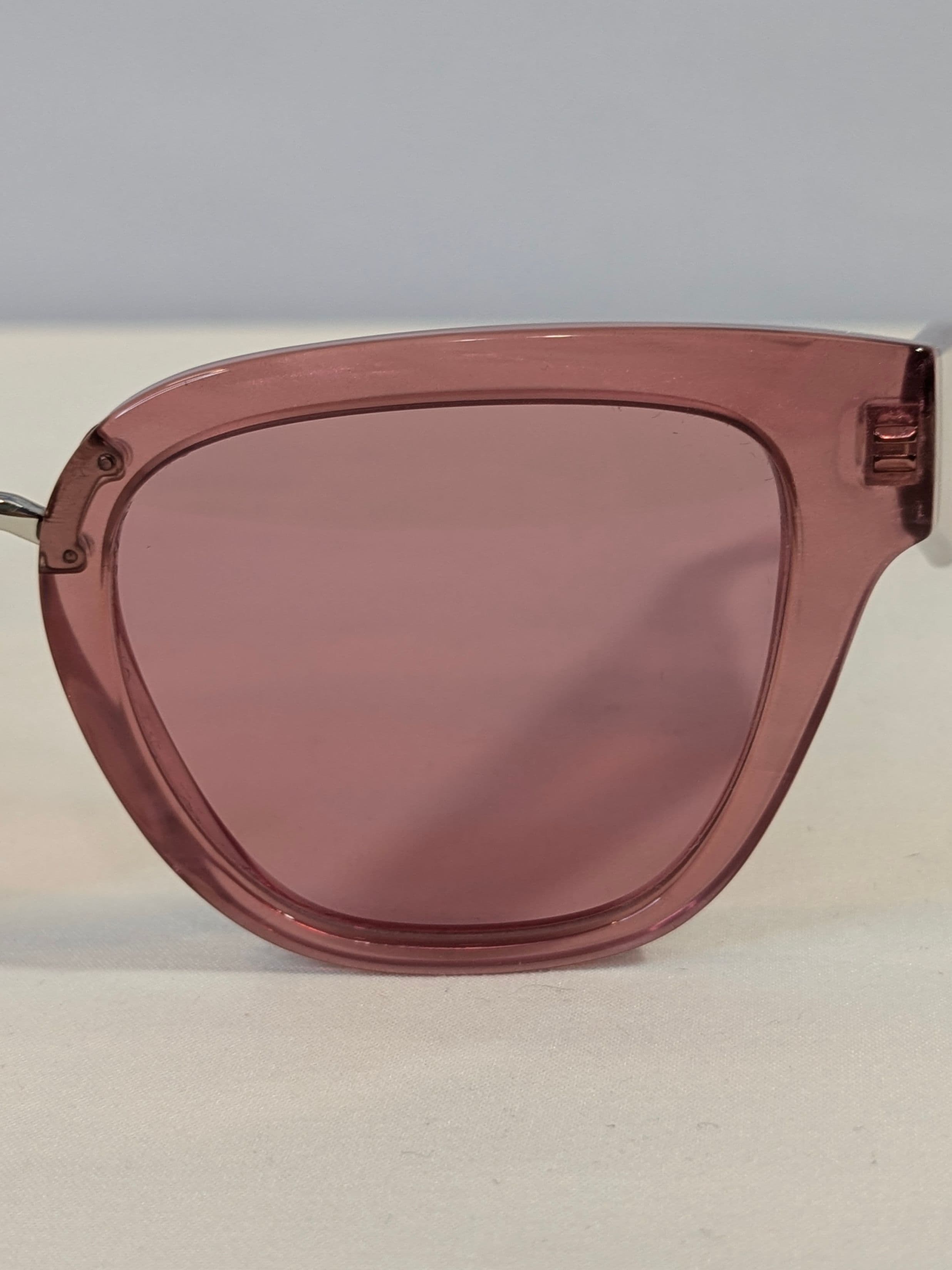 Dolce & Gabbana Transparent Pink Cat-Eye Sunglasses with Pink Tinted Lenses and Silver DG Logo Temples - Thumbnail 8
