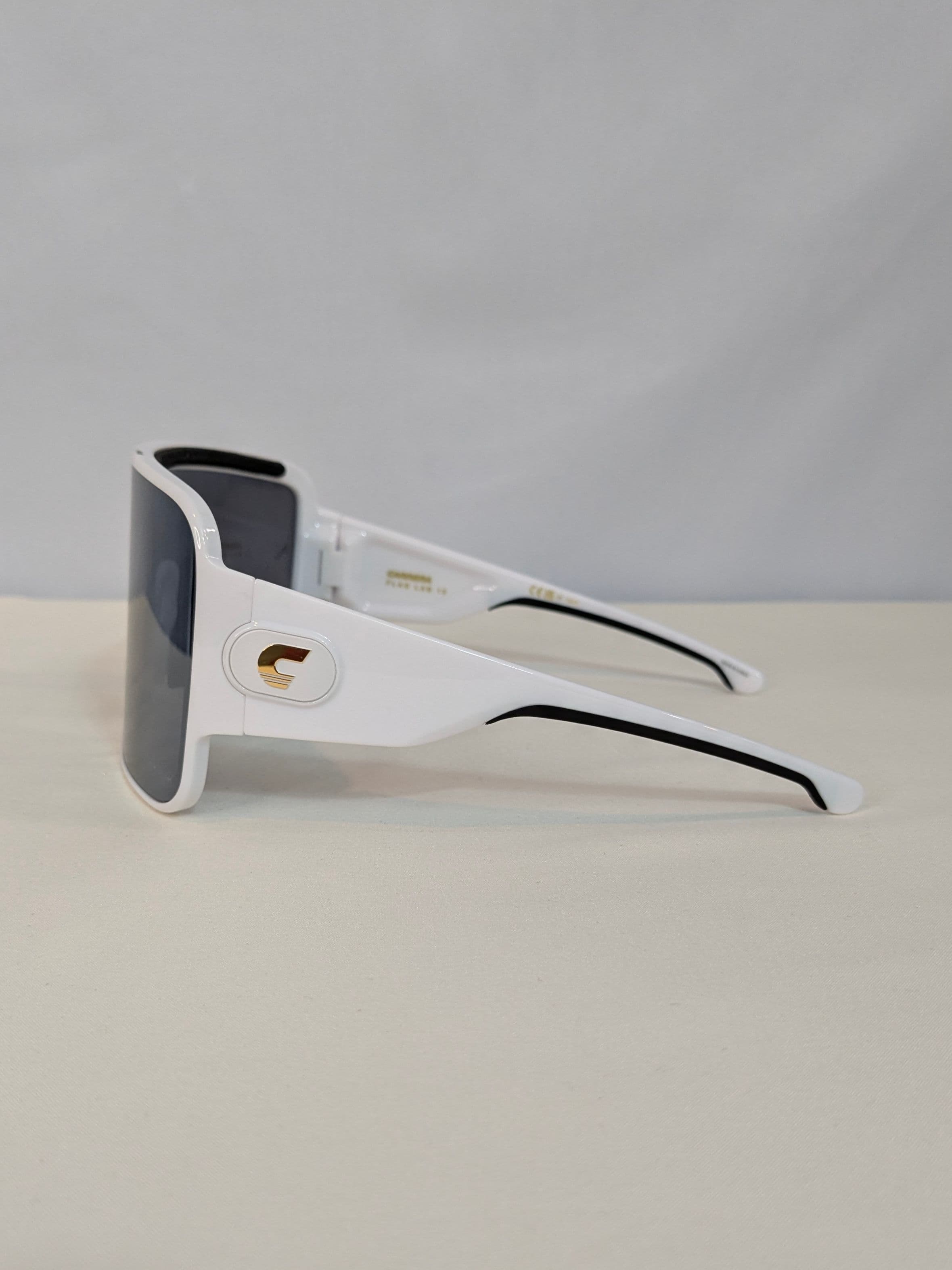 Carrera White Shield Sunglasses with Gray Gradient Lenses (Flag Lab Edition) - Thumbnail 4