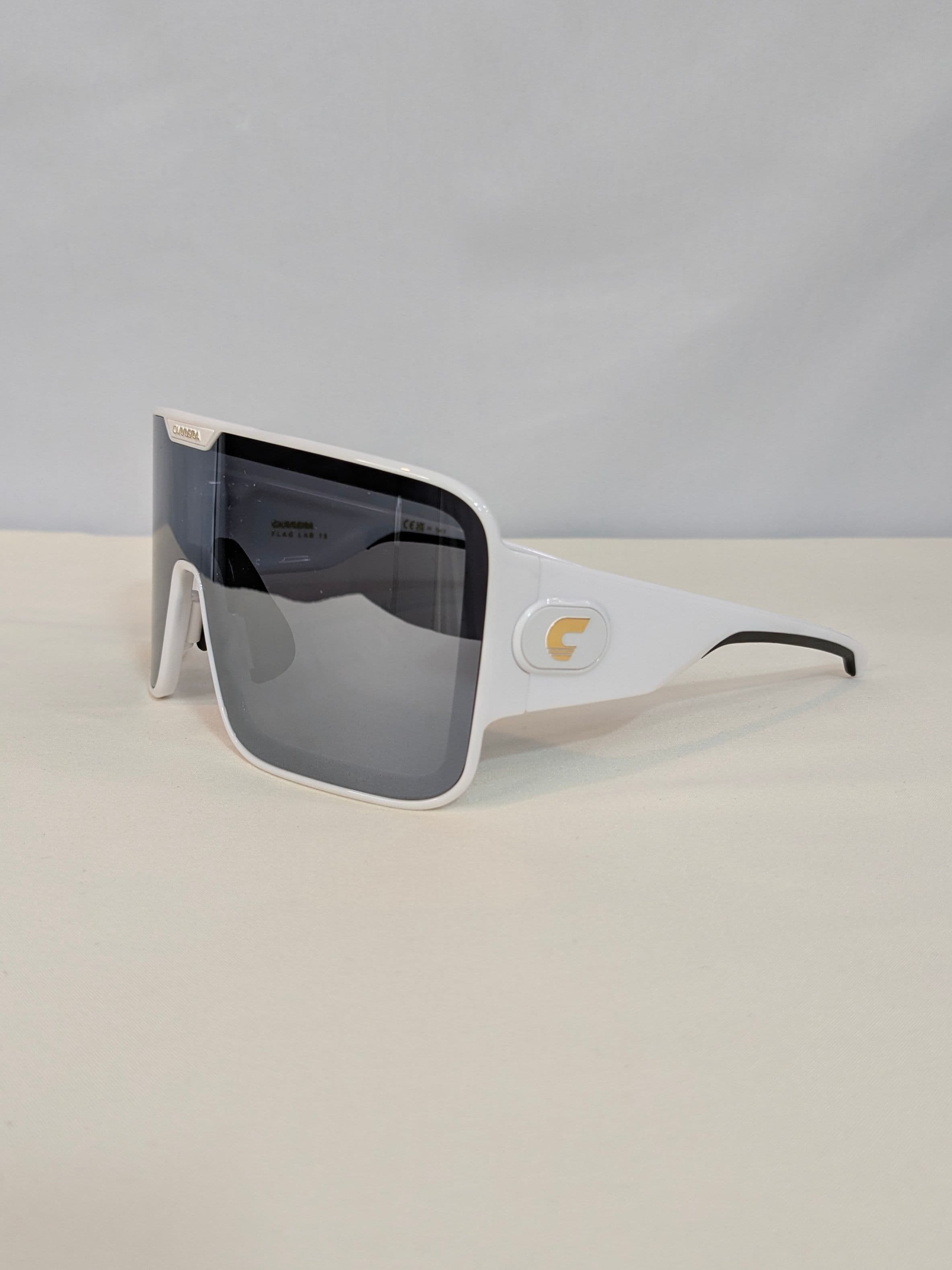 Carrera White Shield Sunglasses with Gray Gradient Lenses (Flag Lab Edition) - Thumbnail 3