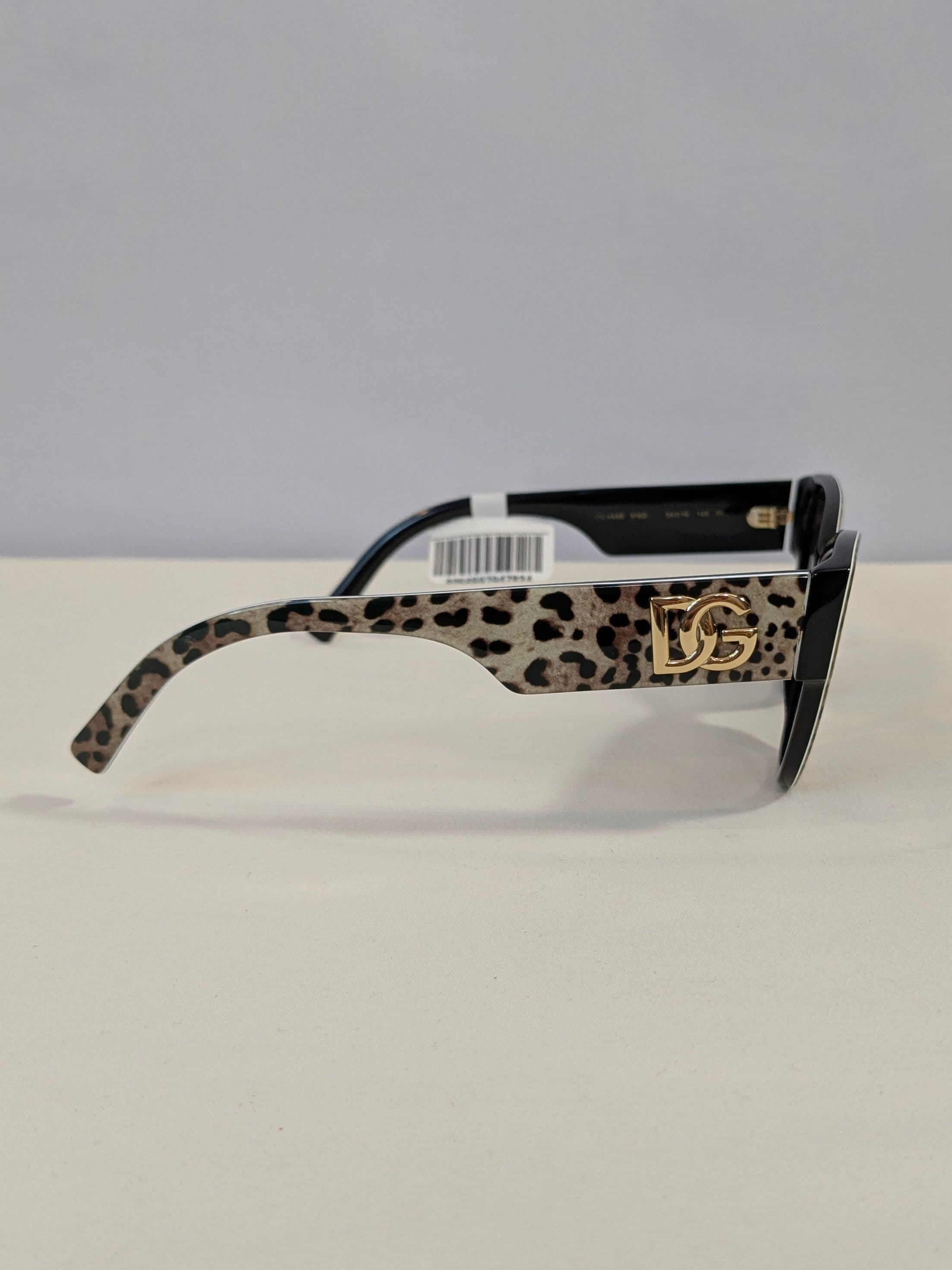 Dolce & Gabbana Leopard Cat-Eye Sunglasses with Dark Gradient Lenses and Gold DG Logo Temples - Thumbnail 4